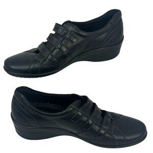 ECCO Abelone Black Leather 3 Velcro Strap Comfort Shoes Womens Size EU 41 US 10